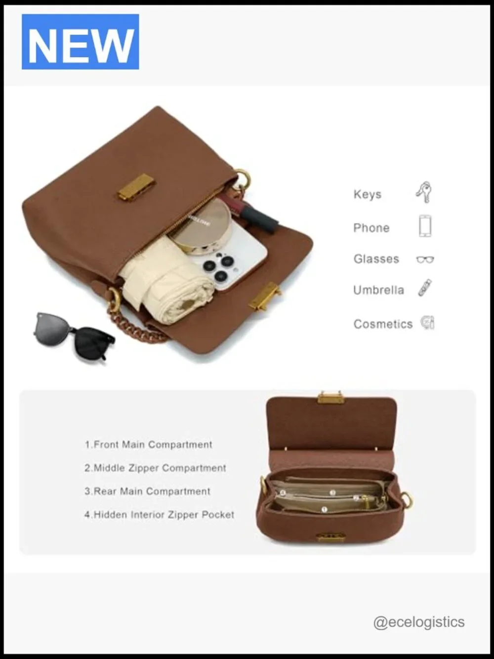 Genuine Leather Top Handle Crossbody Satchel with Shoulder Strap